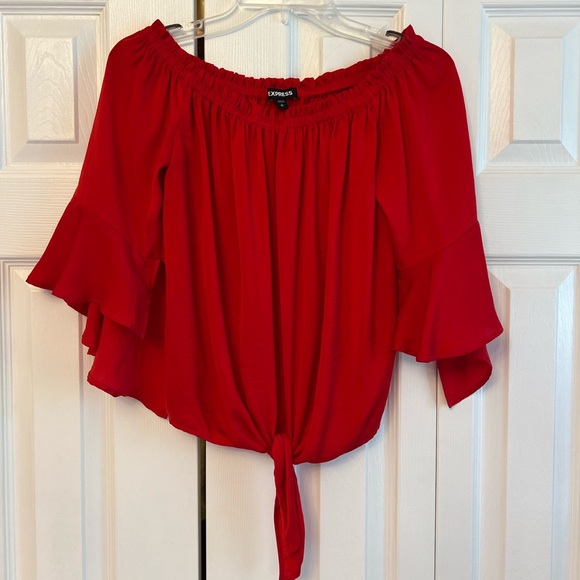 Red off the shoulder blouse - Picture 1 of 5